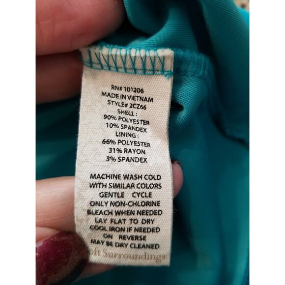 Soft Surrounding Women's XS Jade Green Velvet Velour VNeck Top Pullover Tunic - Picture 5 of 8